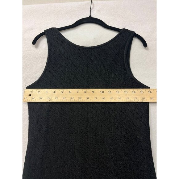 Vintage Harlow Size 14 Petite Black Fringe  80s/90s Sleeveless V-Neck - Picture 9 of 10